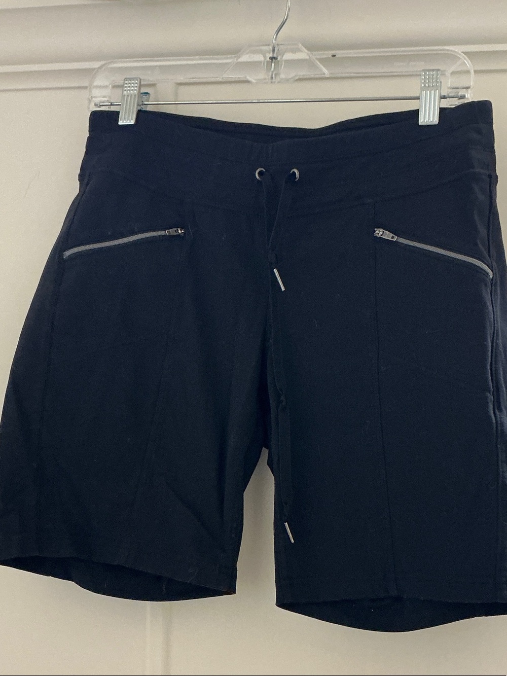 Athleta Black Drawstring Zip-Pocket Athletic Shorts